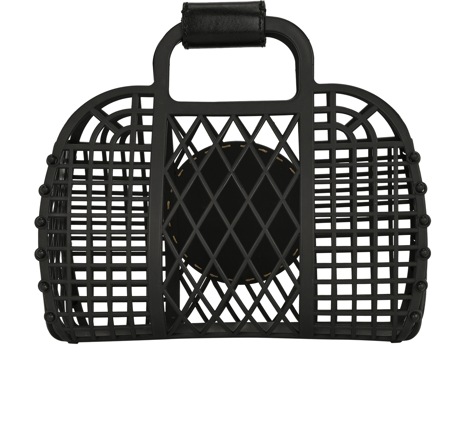 Small Plastic Basket Bag, &pound;450, Handbags, Black/Tan, Leather/Plastic, Back view